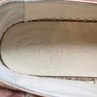 CHANEL Beige Leather CC Espadrilles SZ 38 (US 8)