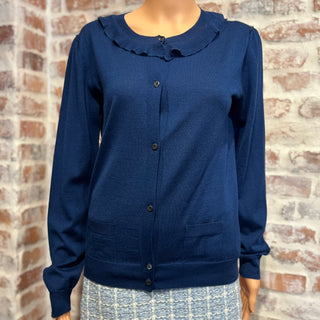 PRADA Ruffle Blue Sweater