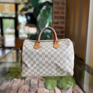 LOUIS VUITTON Speedy 30 Damier Azur Canvas Satchel