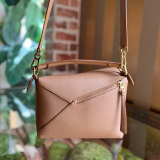 LOEWE Puzzle Edge Small Toffee Soft Grained Calfskin Top Handle Bag