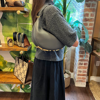FENDI Fendigraphy Small Gray Vitello Grace Matte Antracite Hobo Bag