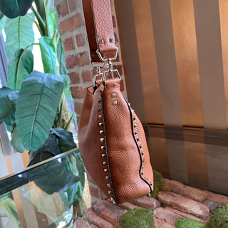 VALENTINO GARAVANI Messenger Brown Pebbled Calfskin Crossbody Bag