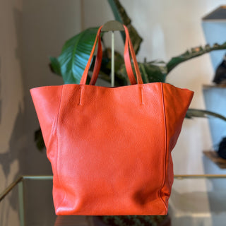 CELINE Horizontal Cabas Orange Grained Calfskin Shopping Tote Bag