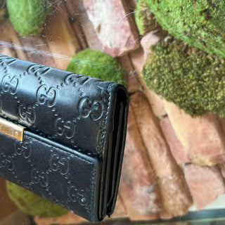 GUCCI GG Signature Black Leather Continental Wallet