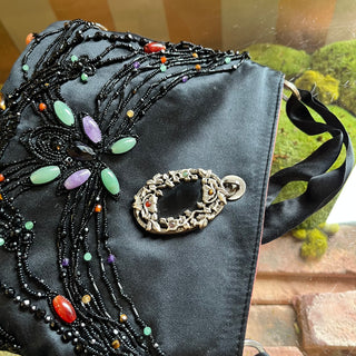 VALENTINO Black Beaded Satin Small Handbag
