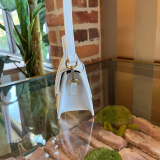 JACQUEMUS Le Bambino Small White Calfskin Leather Flap Bag