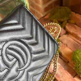 GUCCI Black Marmont Chevron Matelasse Crossbody