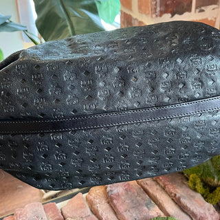 MCM Cognac Embossed Visetos Monogram Hobo Bag