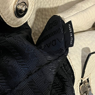 PRADA White Daino Leather Hobo Bag