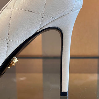 VERSACE White Quilted Medusa Pumps SZ 37.5 (US 7.5)