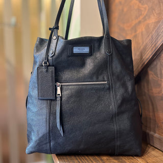 PRADA Etiquette Black Astrale Glace Calf Tote Bag