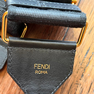 FENDI Strap You Black FF Jacquard Webbing Leather Shoulder Strap