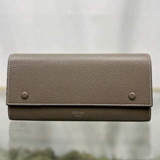 CELINE Leather Gray Neon Green Long Wallet