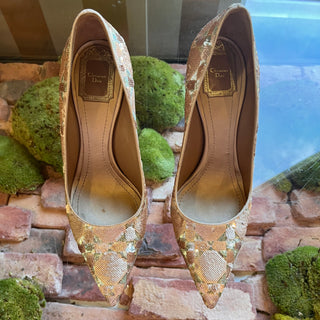 DIOR Metallic Gold Sequin Embellished Heels SZ 39.5 (US 9.5)
