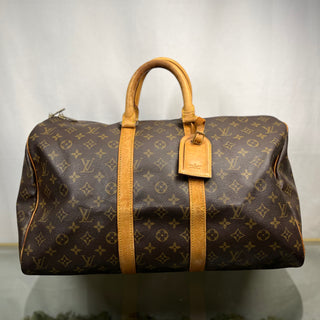 LOUIS VUITTON Keepall 45 Brown Monogram Canvas Satchel Bag