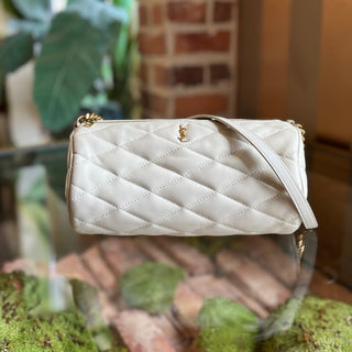 SAINT LAURENT Sade Mini Barrel Tube Quilted Smooth Leather Shoulder Bag