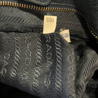 PRADA Blue Vitello Shine Open Convertible Tote