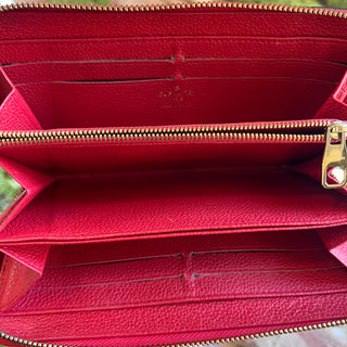 LOUIS VUITTON LV Monogram Red Empreinte Leather Zippy Wallet