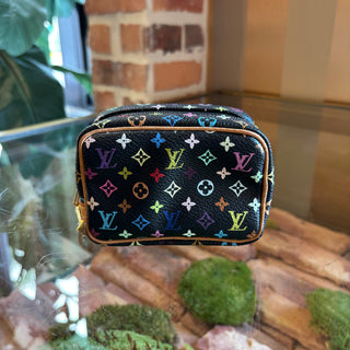 LOUIS VUITTON X TAKASHI MURAKAMI Black Monogram Multicolore Wapity Case