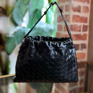 BOTTEGA VENETA Black Intrecciato Shoulder Bag