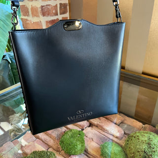VALENTINO GARAVANI Messenger Black Leather Crossbody Bag