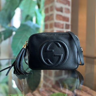 GUCCI Soho Disco Black Pebbled Leather Crossbody
