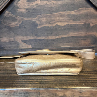 CHANEL Vintage Gold Aged Calfskin Leather Crossbody Bag