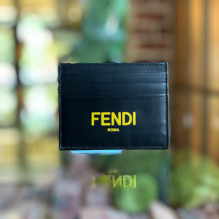 FENDI Black Leather Logo Card Holder