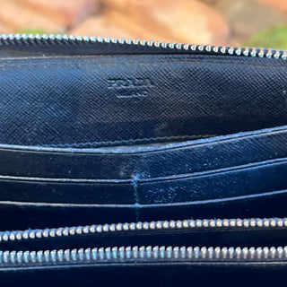 PRADA Black Nylon Zip Around Wallet