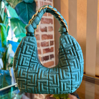 BALMAIN Pillow Quilted Green Nylon Hobo Bag