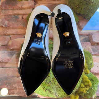 VERSACE White Quilted Medusa Pumps SZ 37.5 (US 7.5)