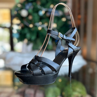 SAINT LAURENT Tribute Black Leather Heels SZ38.5(8.5US)