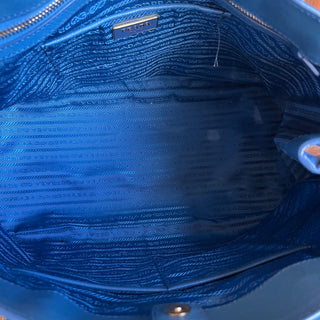 PRADA Double Zip Jeux Blue Lux Saffiano Leather Tote Bag