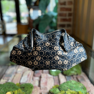 ALEXANDER MCQUEEN Black Beige Honeycomb Mantra Clutch