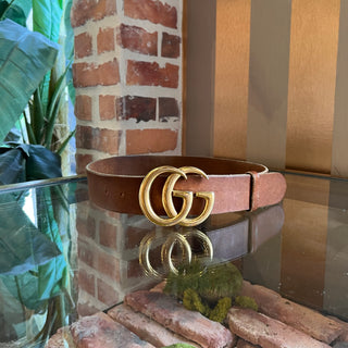 GUCCI GG Marmont Brown Faded Leather Wide Belt SZ 70/28