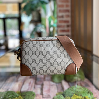 GUCCI Beige GG Supreme Monogram Mini Camera Crossbody