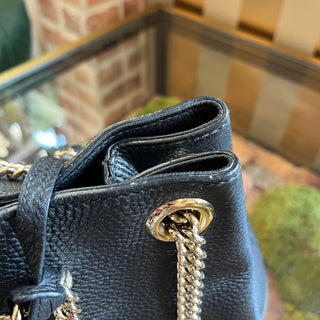 GUCCI Medium Soho Chain Black Pebbled Calfskin Leather Shoulder Bag