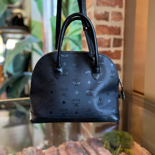 MCM Black Vintage Visetos Monogram Canvas Top Handle