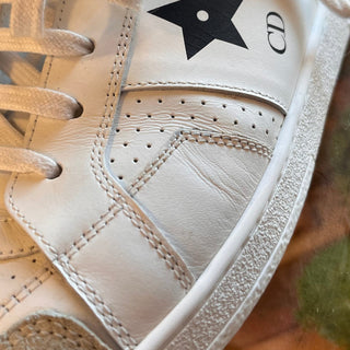 DIOR White Calfskin Suede Star Sneakers SZ 37.5 (US 7.5)
