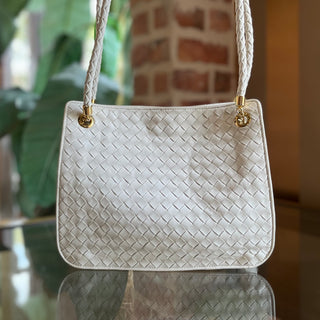 BOTTEGA VENETA White Intrecciato Vintage Tote
