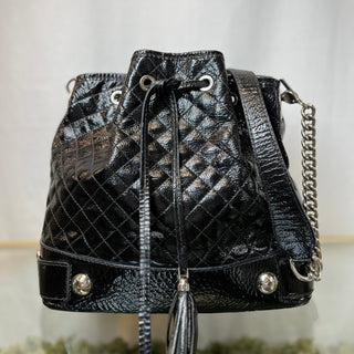 DOLCE & GABBANA Quilted Black Patent Leather Bucket Bag