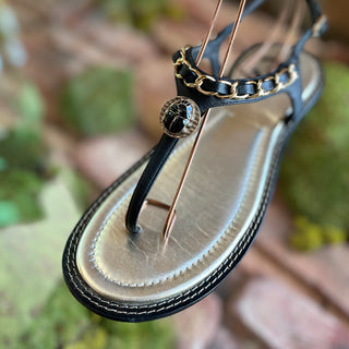 CHANEL Scarab Thong T-Strap Sandals SZ39(9US)