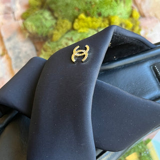 CHANEL Criss Cross Black Neoprene Puffy Slip On Sandals SZ41(41US)