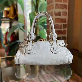 CHLOÉ Paddington White Calfskin Leather Satchel Bag