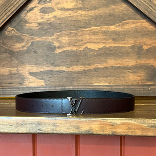 LOUIS VUITTON Black Brown Reversible Leather Belt 95/38
