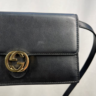 GUCCI Interlocking GG Icon Black Wallet on Chain TS3794