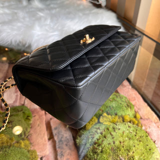 CHANEL Twist Flap Black Lambskin Top Handle Bag