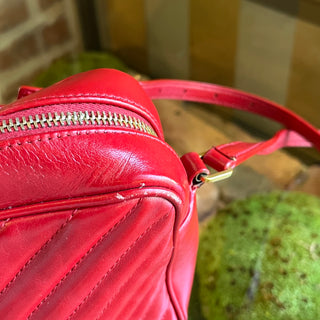 SAINT LAURENT Lou Camera Red Chevron Quilted Crossbody Bag