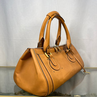 CHLOE Aurore Padlock Caramel Satchel