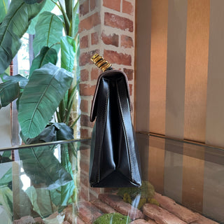 LOEWE Velazquez Black Handbag with Gold Top Handle